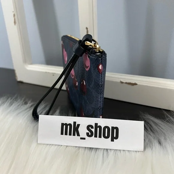 COACH Signature Corner Zip Wristlet Cherry Print - Picture 6 of 12